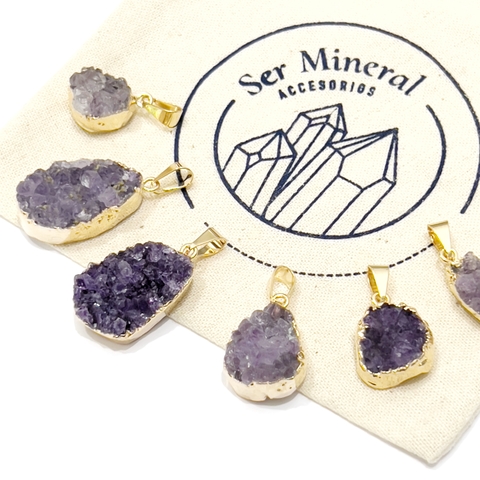 DIJE DRUSAS AMATISTA PEQUEÑO DORADO