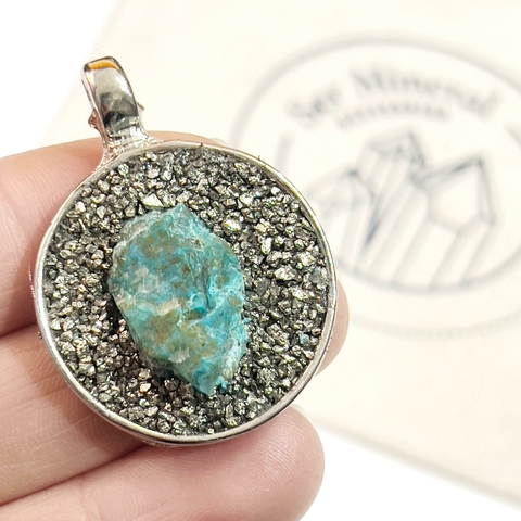 DIJE CAZUELA GRANDE CRISOCOLA Y PIRITA