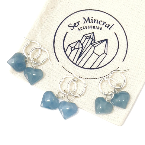 ARITOS MINI CORAZON ONIX CIELO