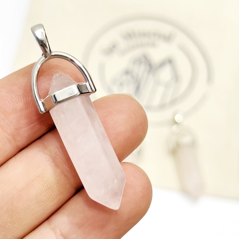 DIJE BITERMINADO CUARZO ROSA - comprar online