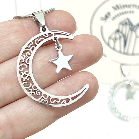 DIJE LUNA Y ESTRELLA ACERO