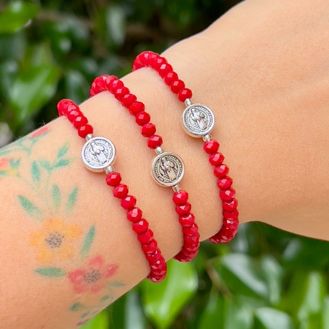 PULSERA PROTECCION SAN BENITO ROJA - comprar online