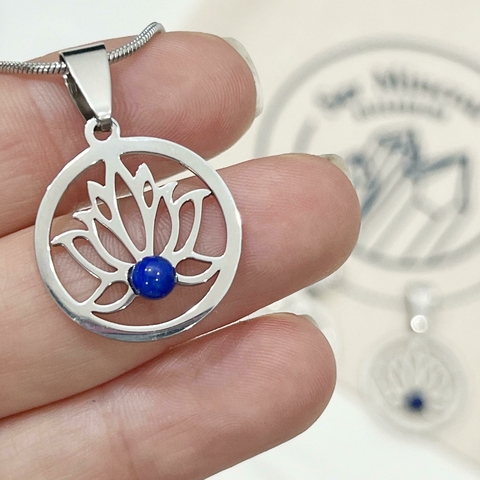 FLOR DE LOTO PEQUEÑO DE ACERO LAPISLAZULI