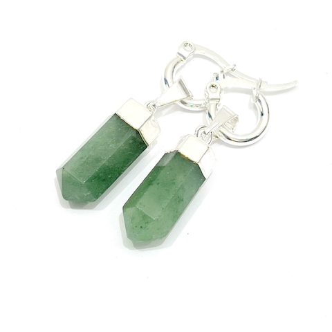 ARITOS BASTONCITO FACETADO CUARZO VERDE - comprar online