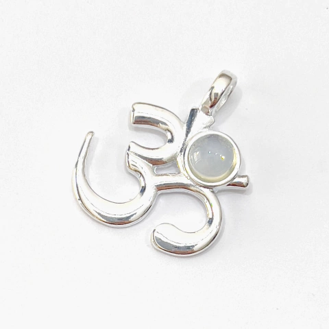 DIJE OM OPALINA CON BAÑO DE PLATA