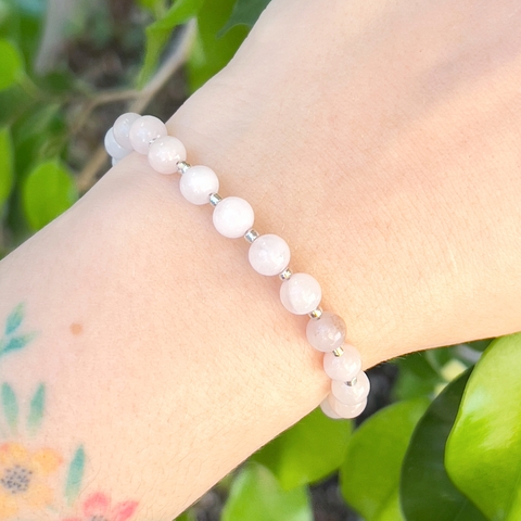 PULSERA ESFERA CUARZO ROSA Y MOSTACILLAS PEQUEÑA