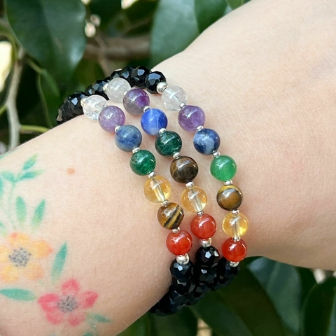 PULSERA 7 CHAKRAS CRISTAL CHECO DONA NEGRA