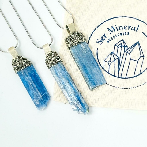 DIJE DE ALPACA CIANITA AZUL Y PIRITA