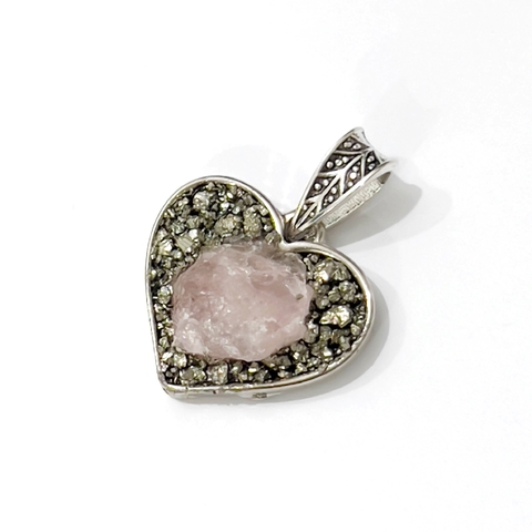 DIJE CORAZON CAZUELA CUARZO ROSA - comprar online
