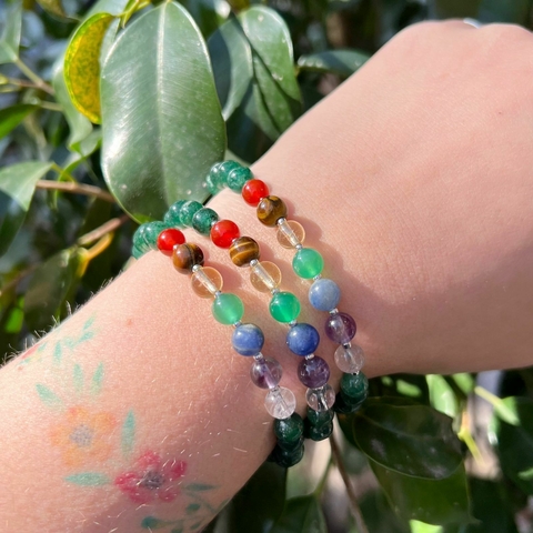 PULSERA 7 CHAKRAS AGATA VERDE