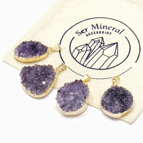 DIJE DRUSAS AMATISTA MEDIANO DORADO