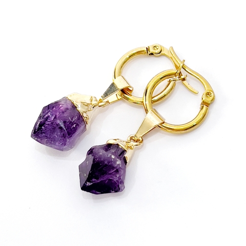 ARITOS PICO AMATISTA OBISPO DORADOS