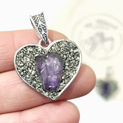 DIJE CORAZON CAZUELA AMATISTA