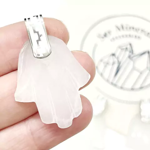 DIJE MEDALLON MANO FATIMA ONIX BLANCO