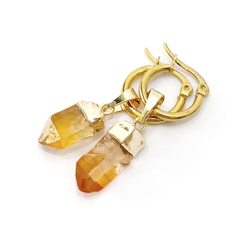 ARITOS PUNTA CUARZO MANDARINA DORADO