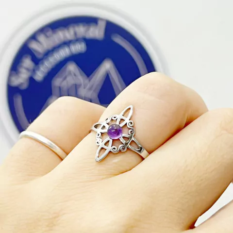 ANILLO NUDO DE BRUJA ACERO AMATISTA