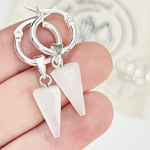 ARITOS MINI PENDULO ONIX BLANCO