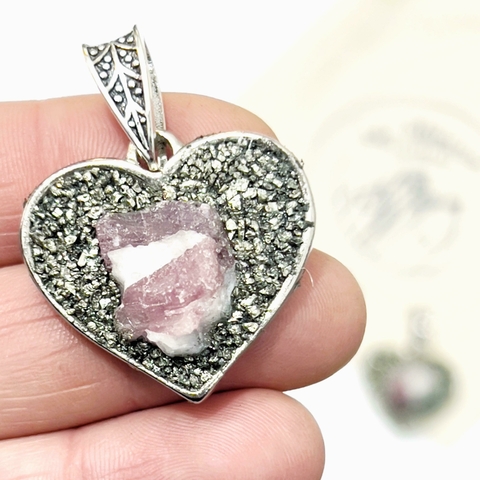 DIJE CORAZON CAZUELA TURMALINA ROSA - comprar online