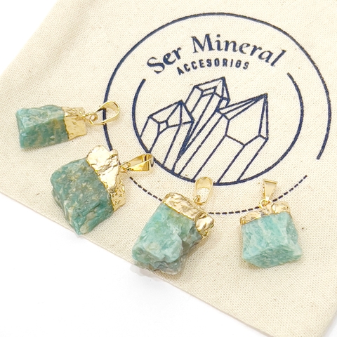 DIJE AMAZONITA EXTRA BAÑO DORADO