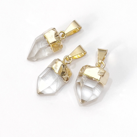 DIJE PUNTA DE CUARZO CRISTAL DORADO PEQUEÑO