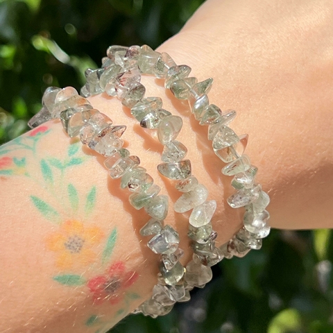 PULSERA DE ESCALLAS CUARZO MUSGO