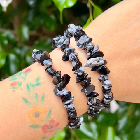 PULSERA DE ESCALLAS OBSIDIANA COPO DE NIEVE - comprar online