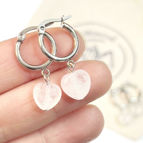 ARITOS CORAZON CUARZO CRISTAL