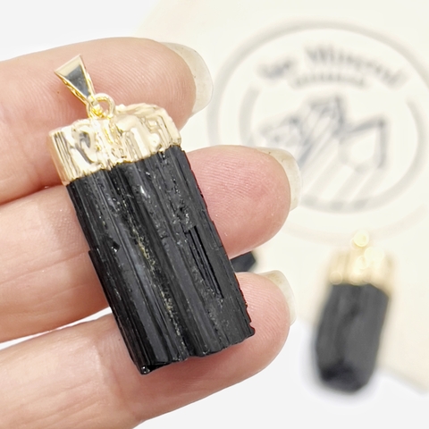 DIJE TURMALINA NEGRA DORADA GRANDE