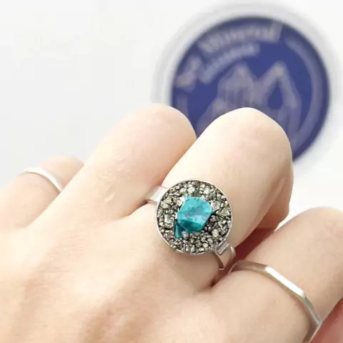 ANILLO CAZUELA PIRITA Y CRISOCOLA