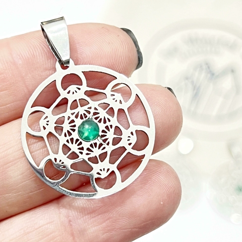 METATRON PEQUEÑO DE ACERO AGATA VERDE
