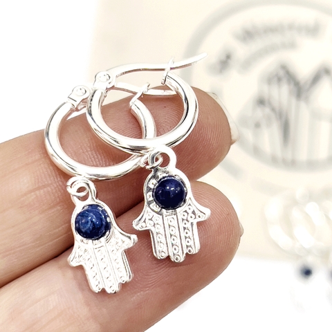 ARITOS MANITO DE FATIMA CON TRAMA LAPISLAZULI