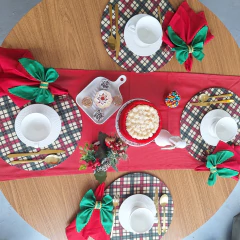 Imagem do KIT CAPA SOUSPLAT XADREZ NATALINO + GUARDANAPO VERMELHO - 2 LUGARES