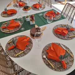 KIT CAPA DE SOUSPLAT GUIRLANDA COELHOS + GUARDANAPO E PORTA GUARDANAPO - 2 LUGARES - loja online