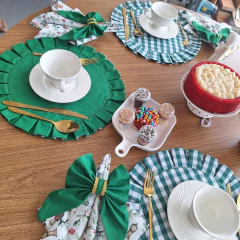 LUGAR AMERICANO REDONDO DUPLA FACE XADREZ/ VERDE - loja online