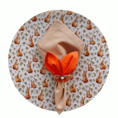 KIT CAPA DE SOUSPLAT COELHOS LARANJA + GUARDANAPO E PORTA GUARDANAPO - 2 LUGARES - comprar online