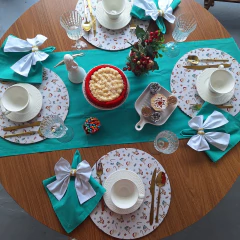 KIT CAPA SOUSPLAT PAPAI NOEL + GUARDANAPO VERDE - 2 LUGARES - loja online