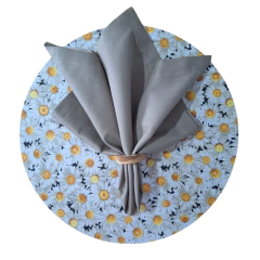 KIT CAPA DE SOUSPLAT MARGARIDAS + GUARDANAPO CINZA - 2 LUGARES - comprar online