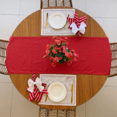 KIT JOGO AMERICANO BEGE RAJADO 2 LUGARES + TRILHO VERMELHO - loja online