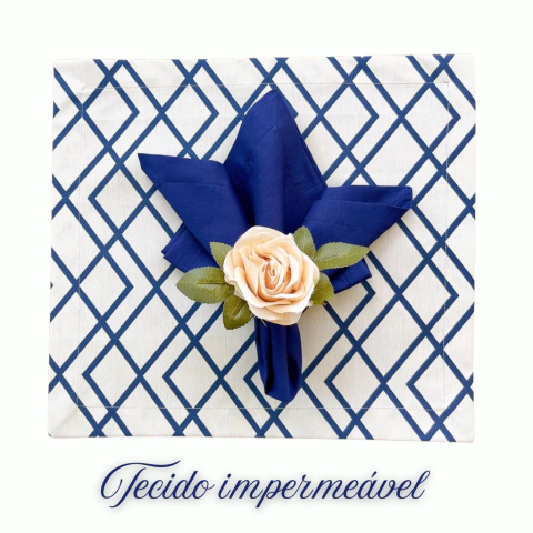 JOGO AMERICANO GEOMÉTRICO AZUL MARINHO + GUARDANAPO AZUL MARINHO - 6 LUGARES - comprar online