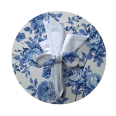 KIT CAPA DE SOUSPLAT FLORAL AZUL + GUARDANAPO BRANCO - 2 LUGARES na internet