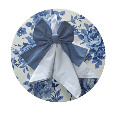 KIT CAPA DE SOUSPLAT FLORAL AZUL + GUARDANAPO BRANCO - 2 LUGARES - comprar online