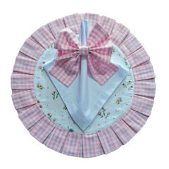 PORTA GUARDANAPO DE LAÇO XADREZ ROSA