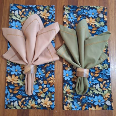 JOGO AMERICANO FLORAL AZUL 3D - 2 LUGARES - MADU HOUSE DECOR