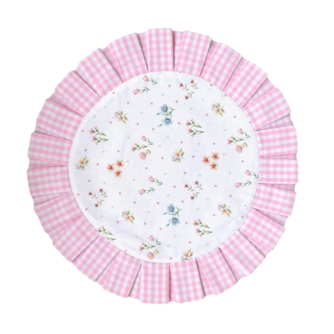 LUGAR AMERICANO REDONDO DUPLA FACE FLORAL/XADREZ ROSA - comprar online
