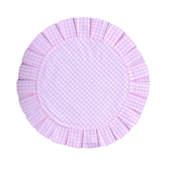 Imagem do JOGO AMERICANO REDONDO DUPLA FACE FLORES/XADREZ ROSA + GUARDANAPO BRANCO - 2, 4 ou 6 LUGARES