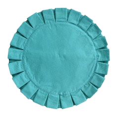 JOGO AMERICANO REDONDO DUPLA FACE FLORAL MARROM/TURQUESA 3D + GUARDANAPO TURQUESA - 4 LUGARES na internet