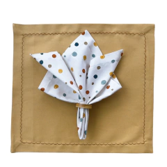 KIT JOGO AMERICANO CARAMELO + GUARDANAPO BOLOTAS + PORTA GUARDANAPO ARGOLA - 2 LUGARES - comprar online