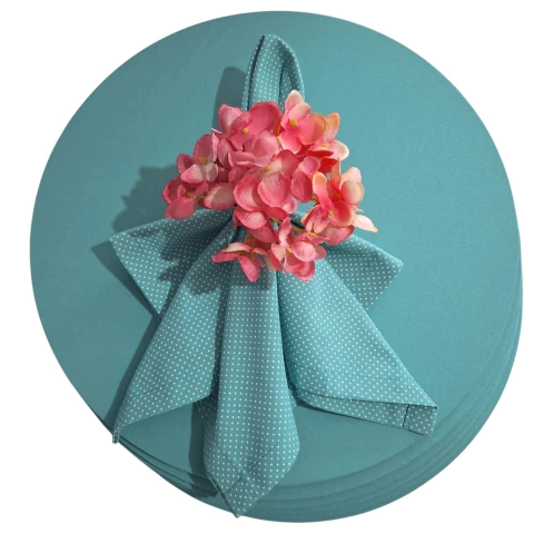 KIT CAPA DE SOUSPLAT TURQUESA + GUARDANAPO POÁ TURQUESA - 6 LUGARES - comprar online