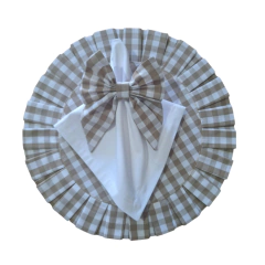 LUGAR AMERICANO REDONDO DUPLA FACE XADREZ/ POÁ CAQUI - MADU HOUSE DECOR