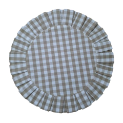 Imagem do JOGO AMERICANO REDONDO DUPLA FACE XADREZ/POÁ CAQUI + GUARDANAPO BRANCO - 2, 4 ou 6 LUGARES